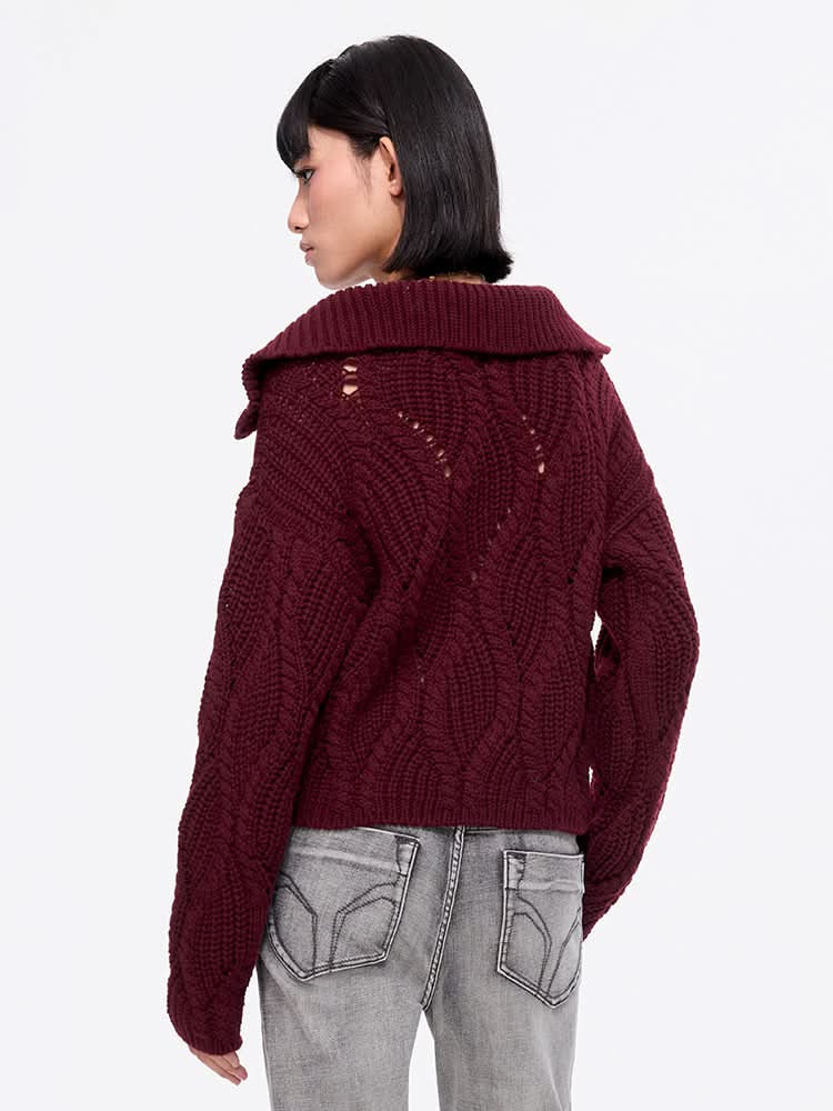 suéter de cuello de franela