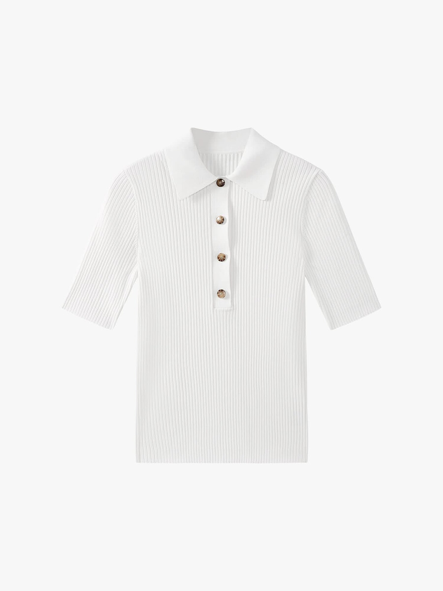 top de punto corto con cuello de polo