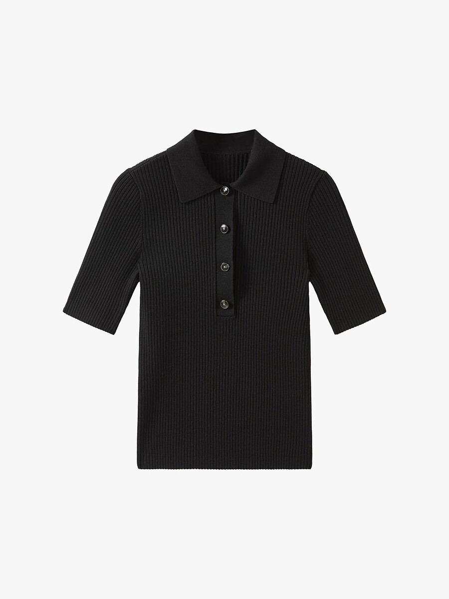 top de punto corto con cuello de polo