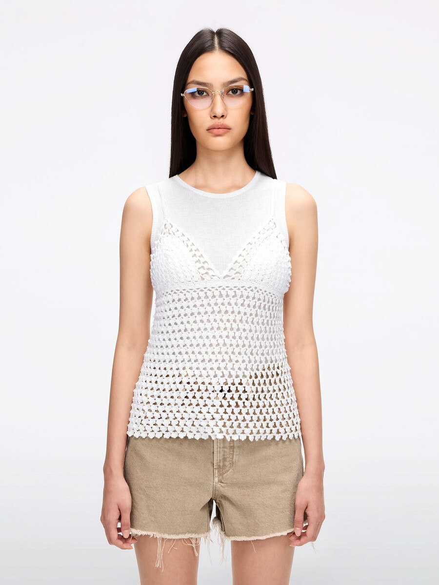 conjunto de dos piezas de chaleco de crochet