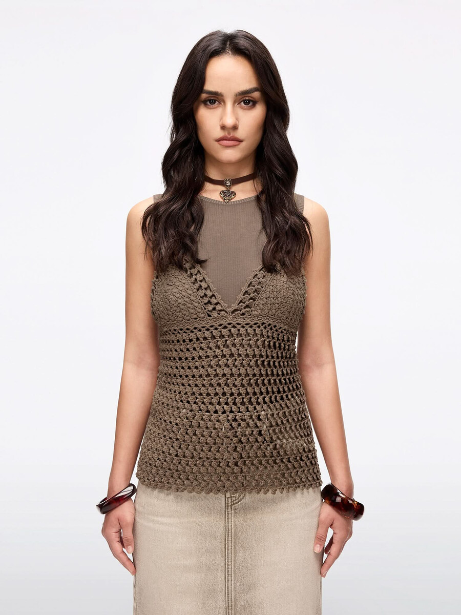 conjunto de dos piezas de chaleco de crochet