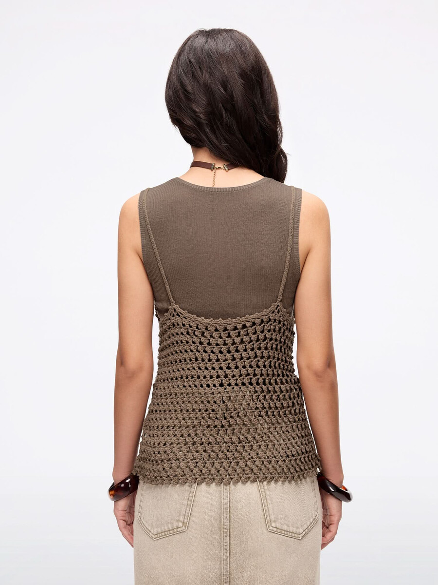 conjunto de dos piezas de chaleco de crochet