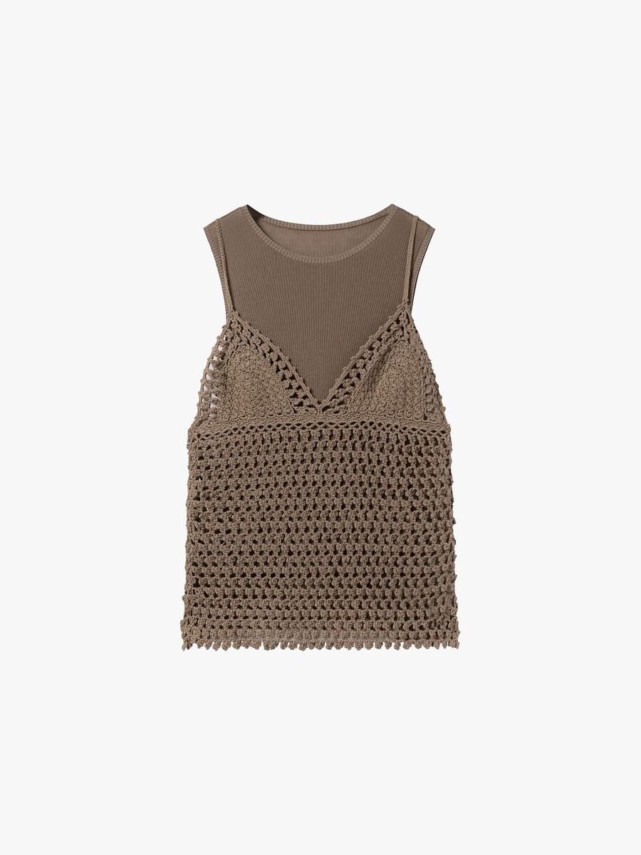 conjunto de dos piezas de chaleco de crochet