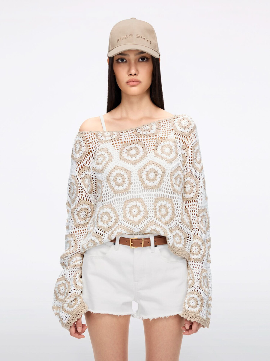 top corto de punto a crochet