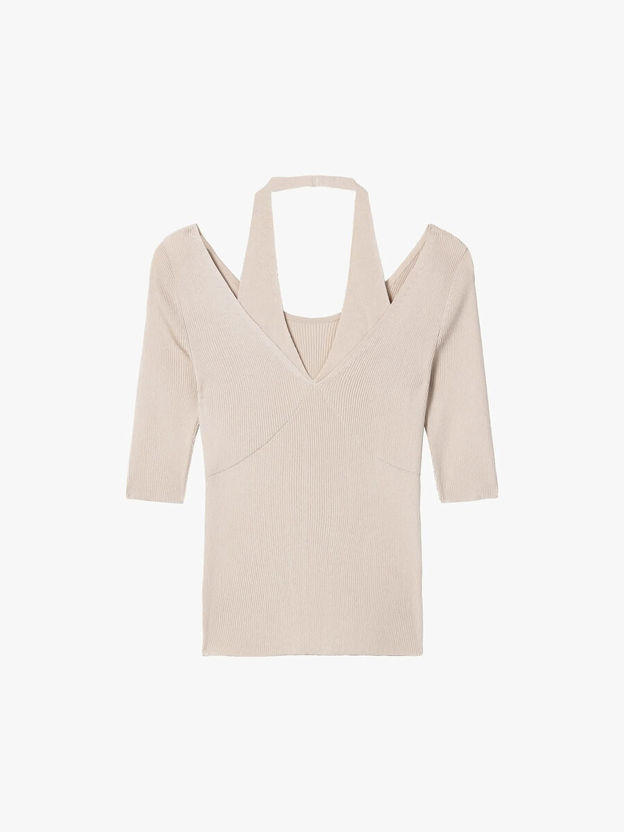 top de punto con cuello halter
