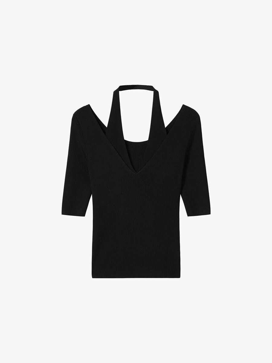 top de punto con cuello halter