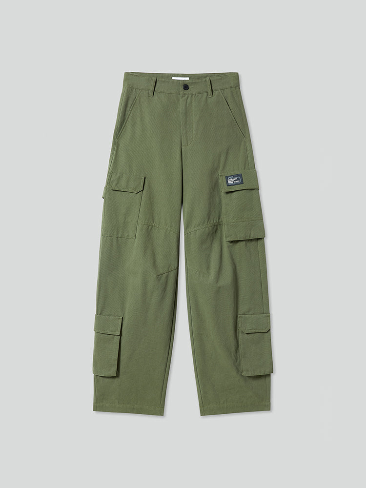pantalones cargo de pierna ancha en verde