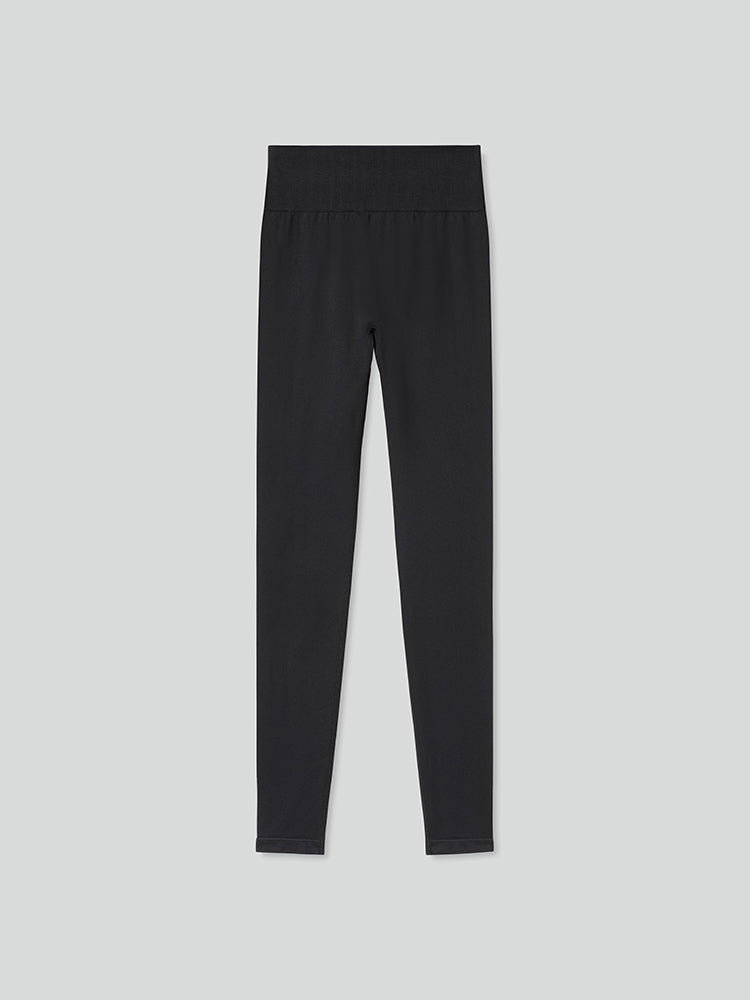 leggings de punto elástico en negro