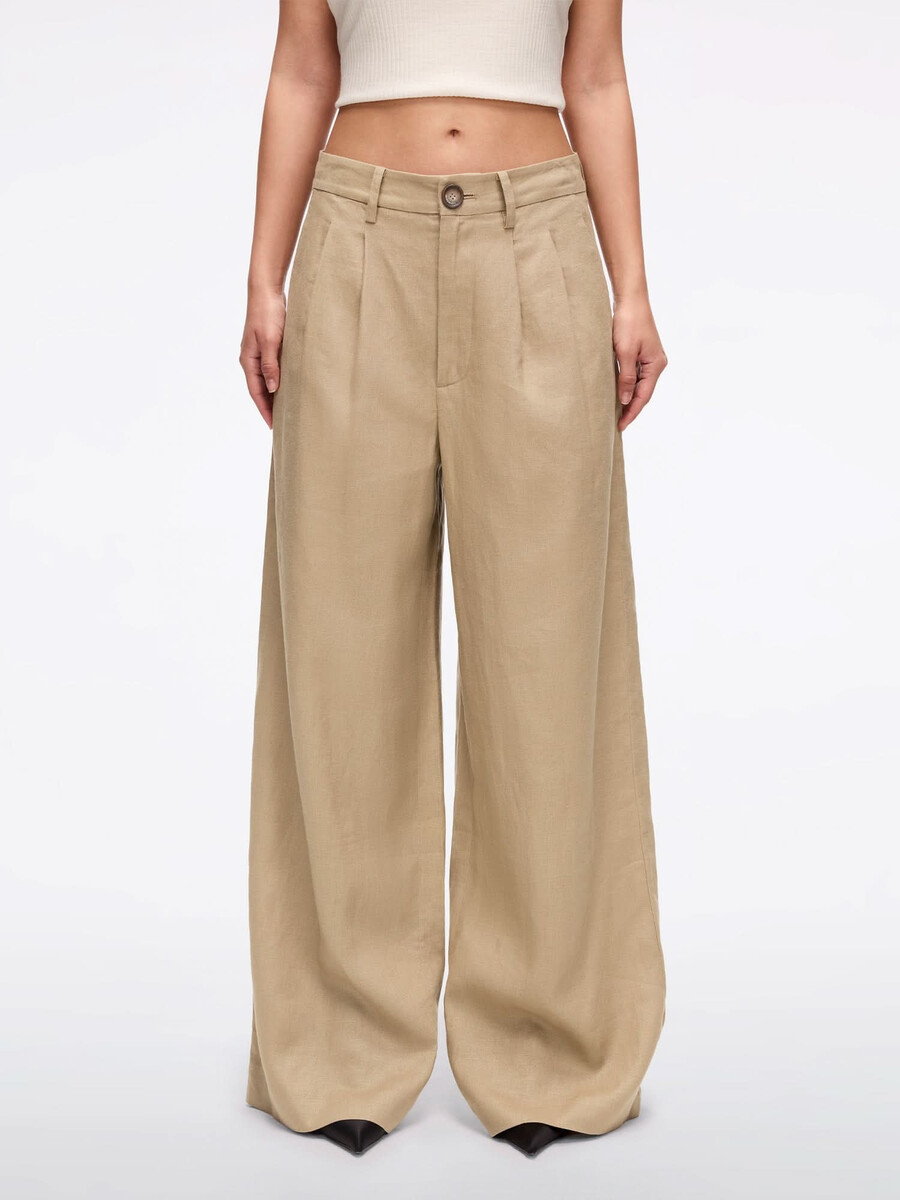 pantalones rectos de lino