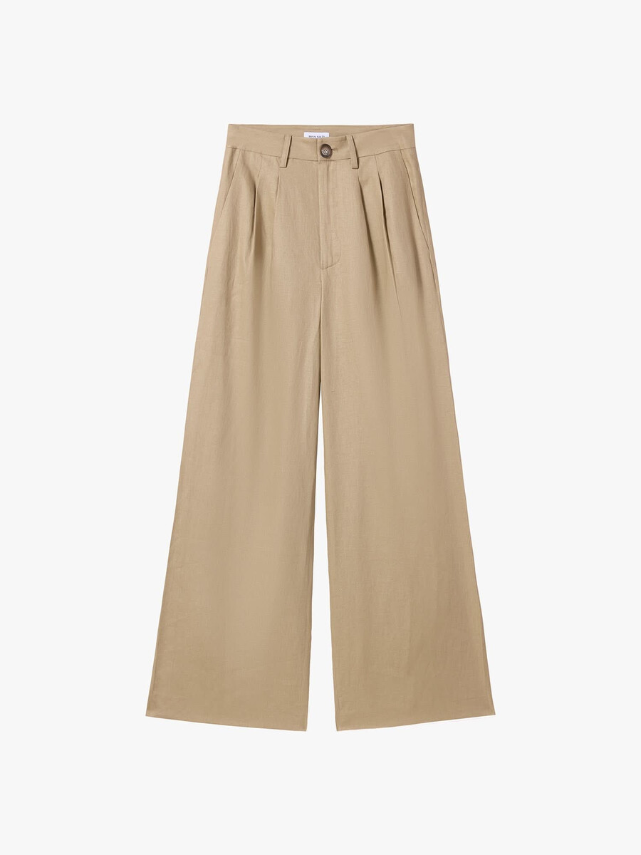 pantalones rectos de lino