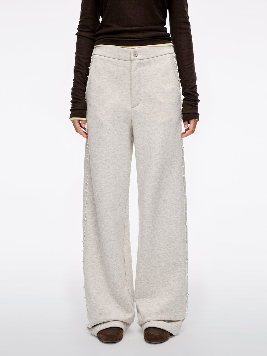 pantalones rectos con cuentas