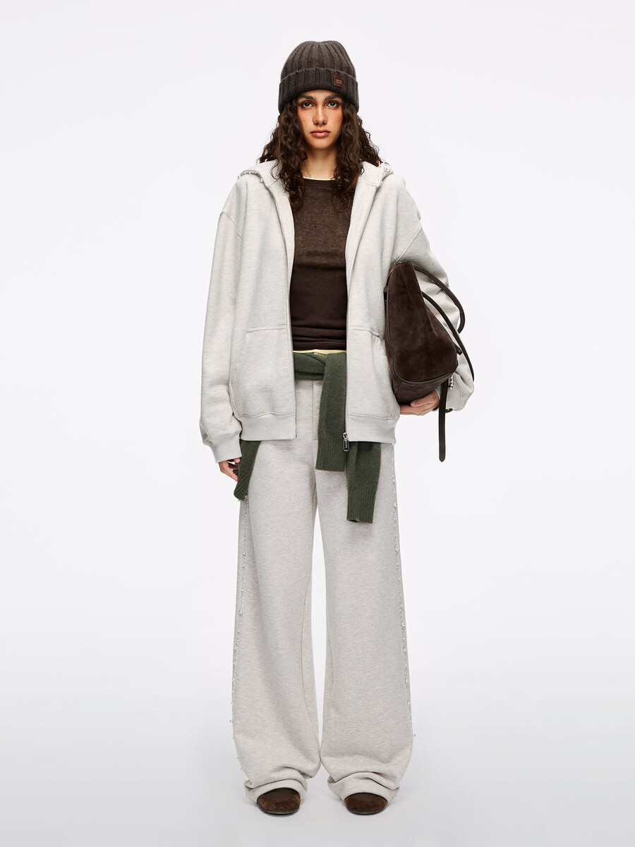 pantalones rectos con cuentas