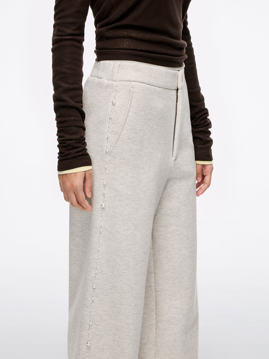 pantalones rectos con cuentas