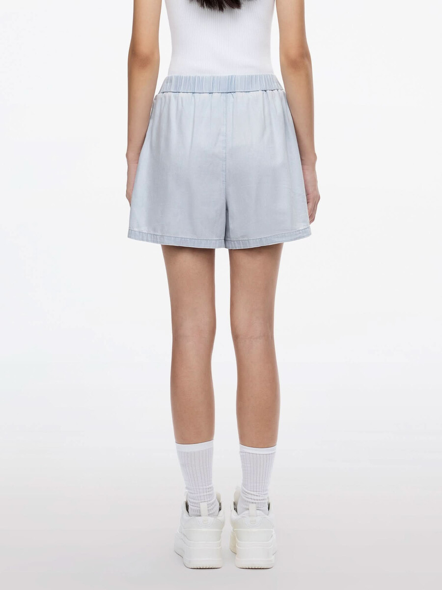 shorts vaqueros rectos con cintura elástica