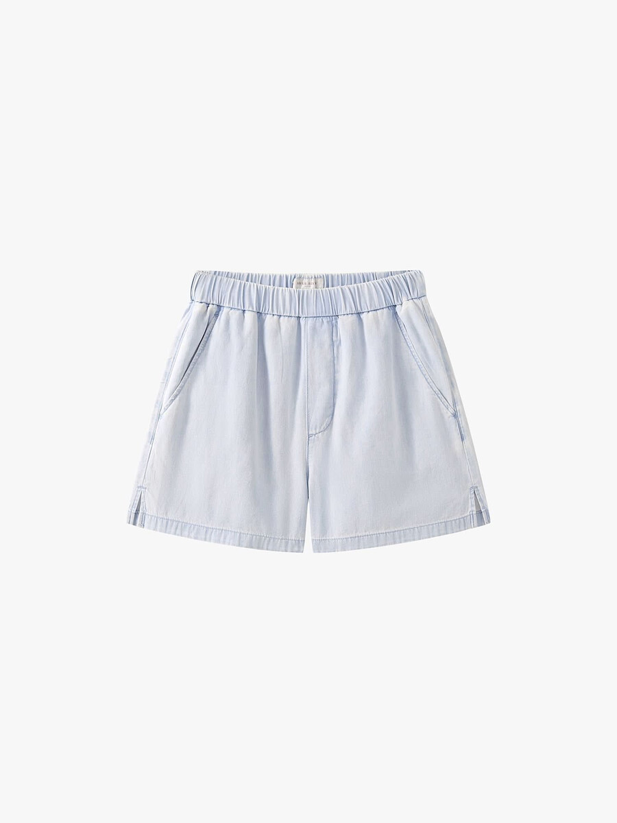 shorts vaqueros rectos con cintura elástica
