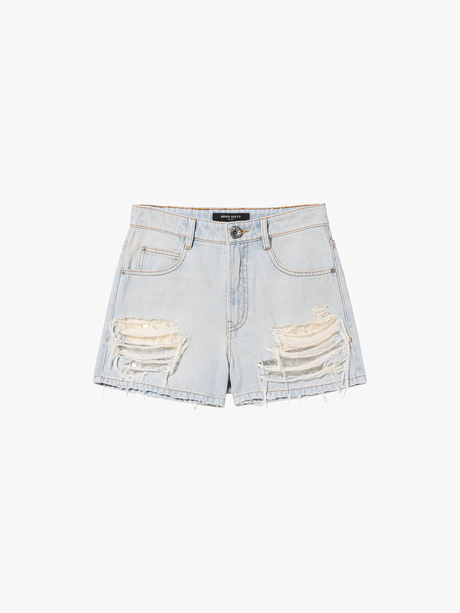 pantalones cortos de mezclilla desgastados