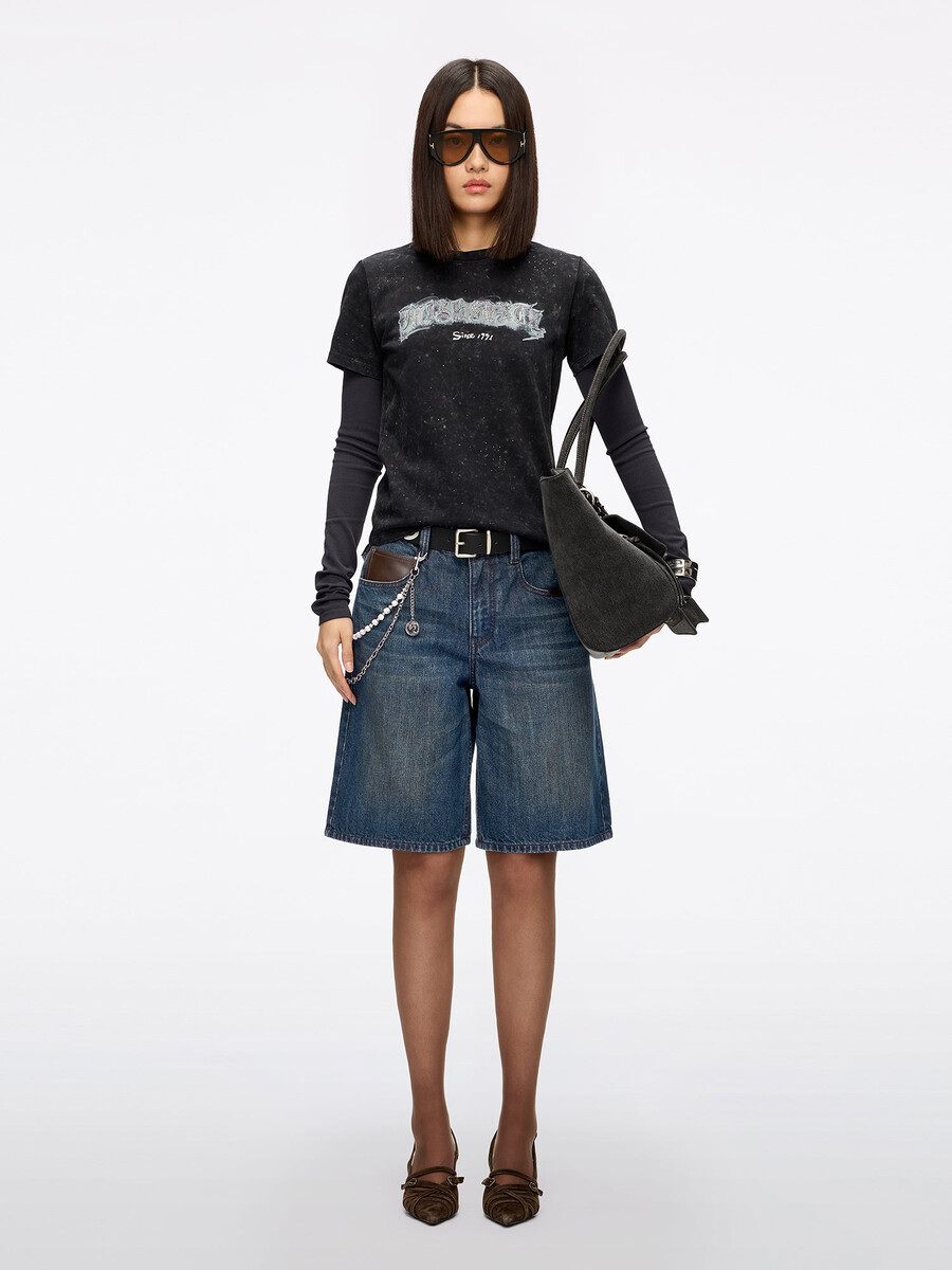 bermudas vaqueras con paneles de cuero