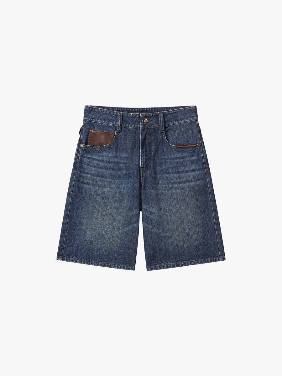 bermudas vaqueras con paneles de cuero