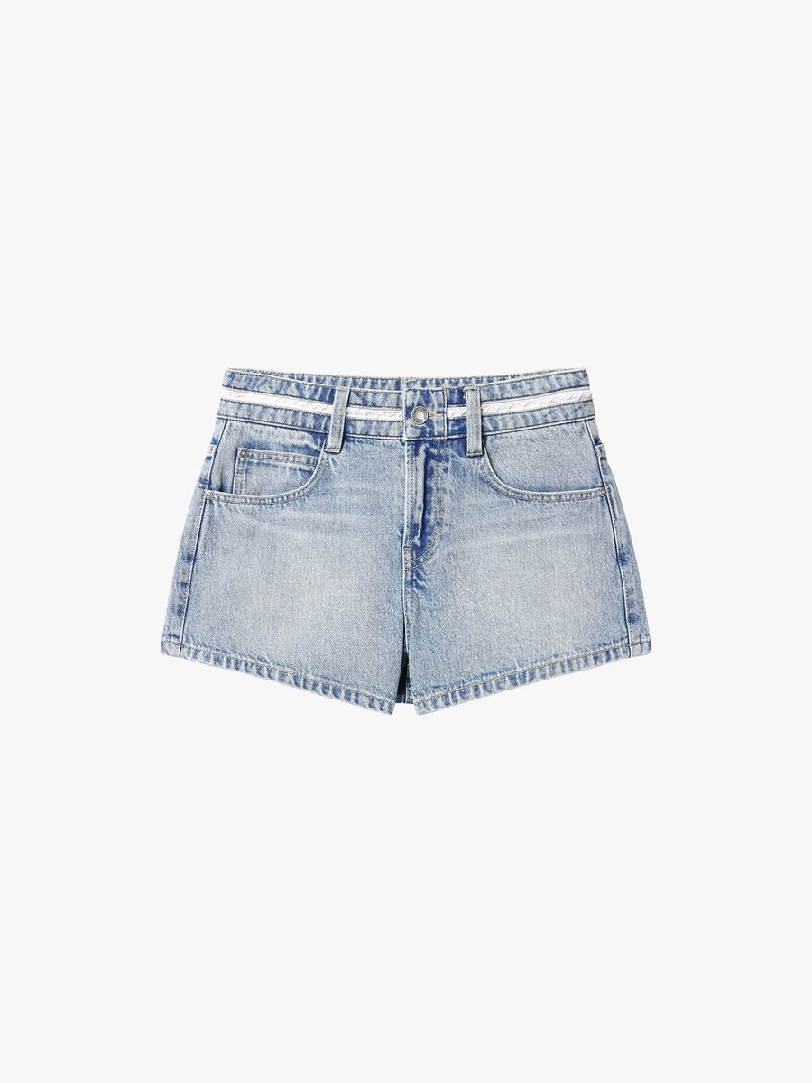 pantalones cortos de mezclilla con patchwork