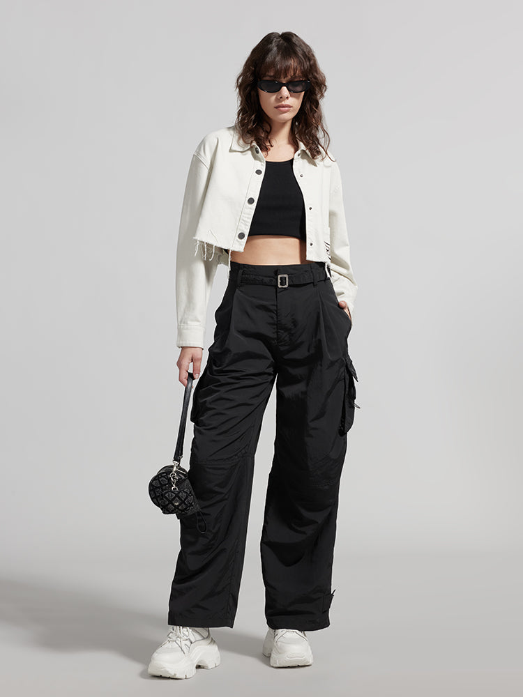 camisa vaquera blanca con solapa corta