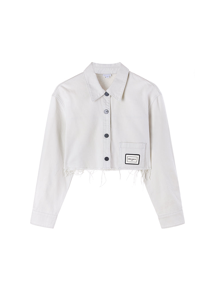 camisa vaquera blanca con solapa corta