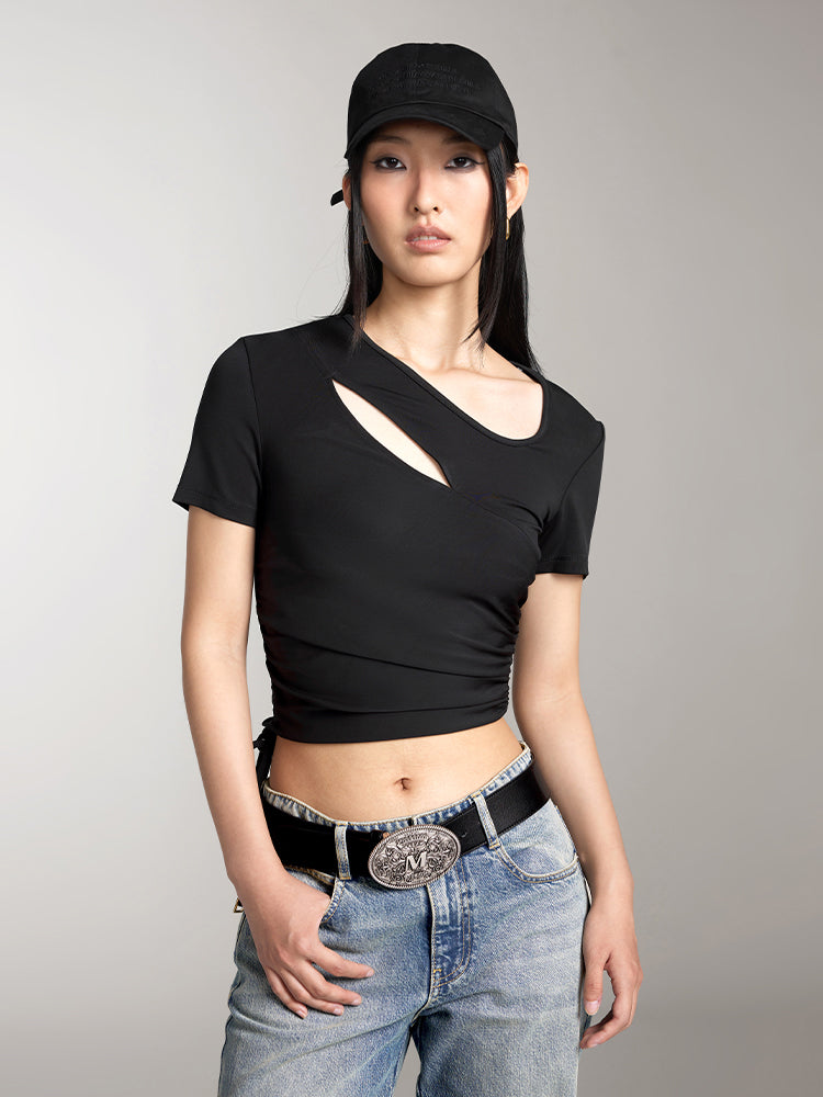 camiseta de manga corta hueca