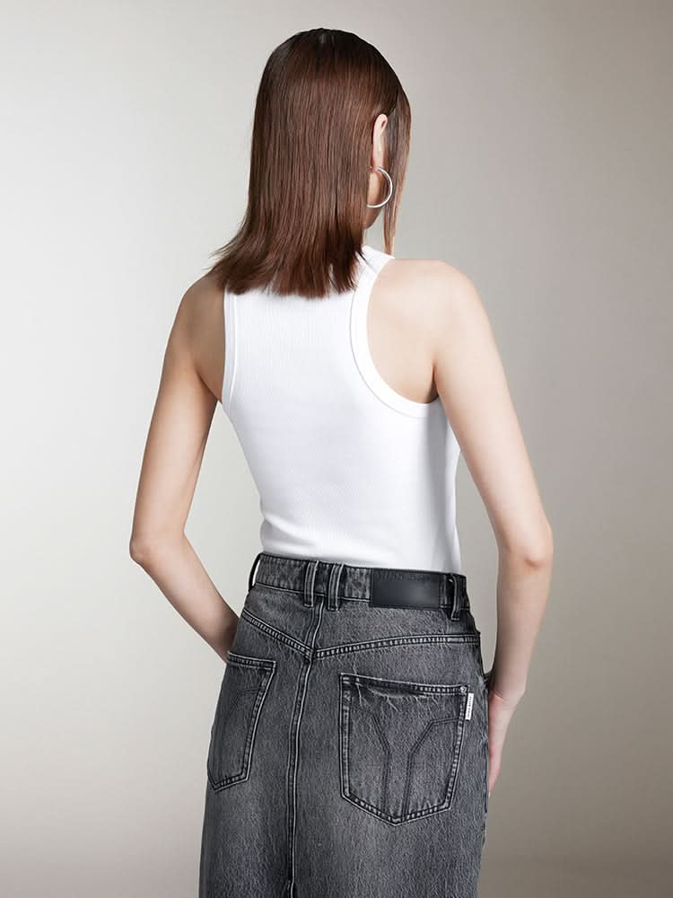 camiseta sin mangas ajustada estampada