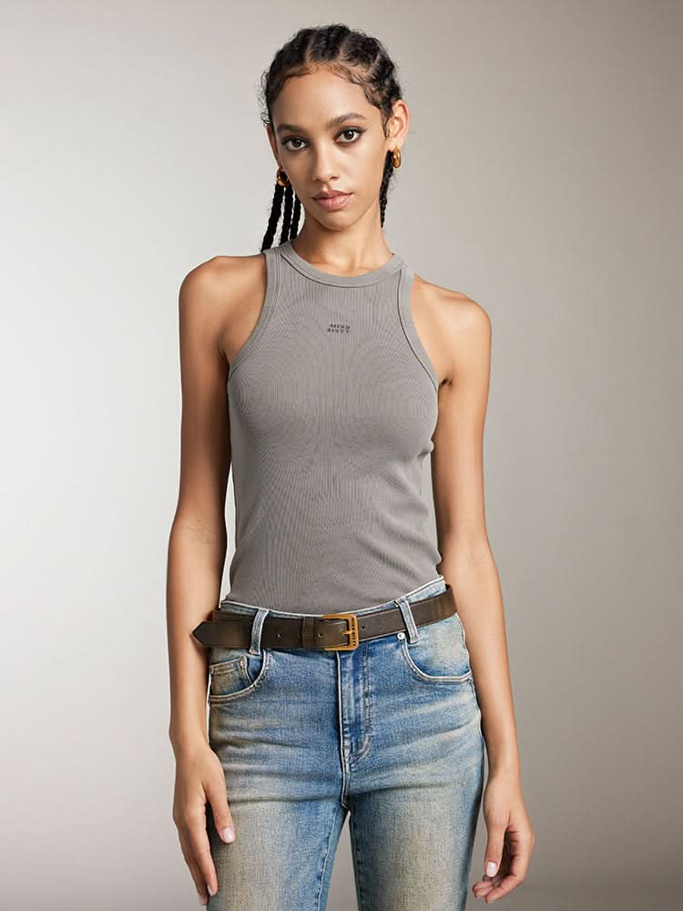 camiseta sin mangas ajustada estampada