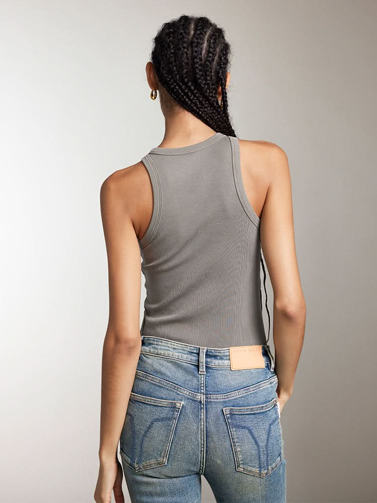 camiseta sin mangas ajustada estampada