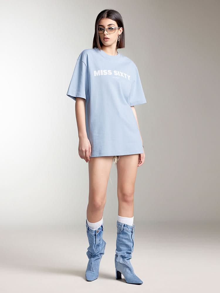 camiseta estampada con cuello redondo