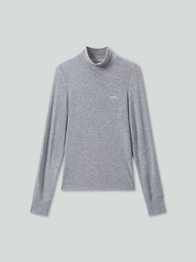 camiseta de manga larga estampada con cuello alto simulado