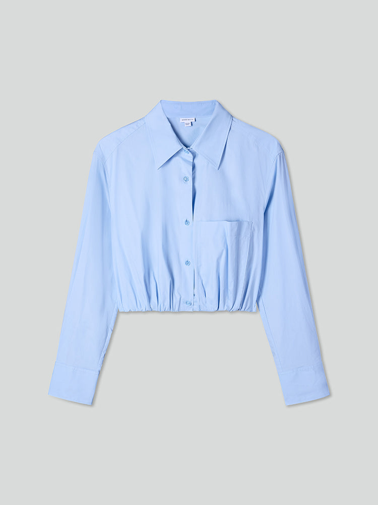 camisa corta de manga larga con cuello de solapa