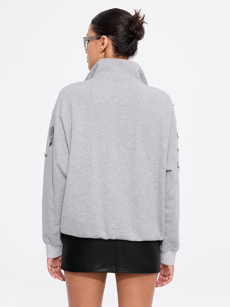 jersey de cuello alto con cuentas
