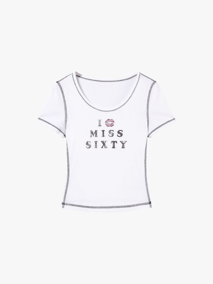 camiseta estampada de cuello redondo