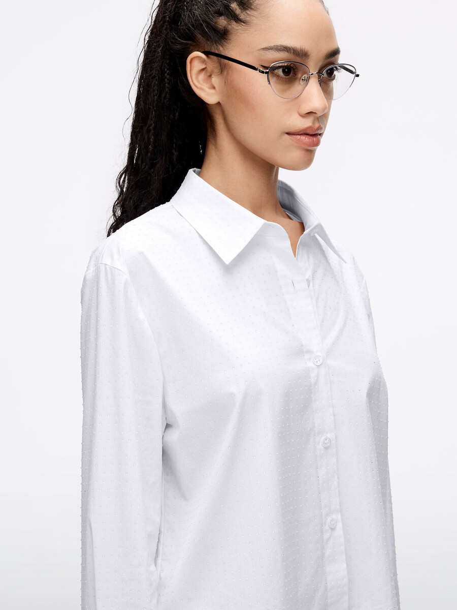 camisa corta con diamantes de imitación de ancho completo