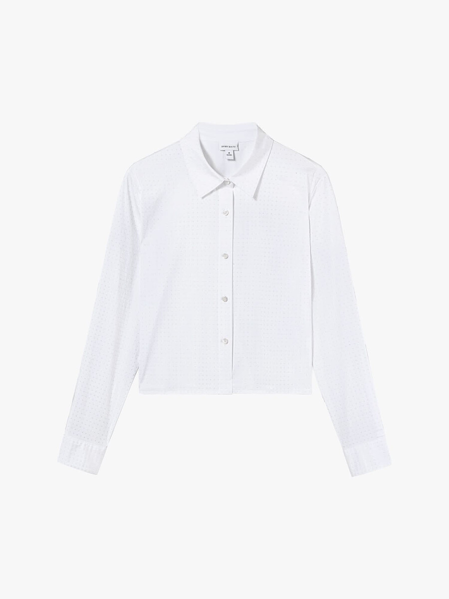 camisa corta con diamantes de imitación de ancho completo