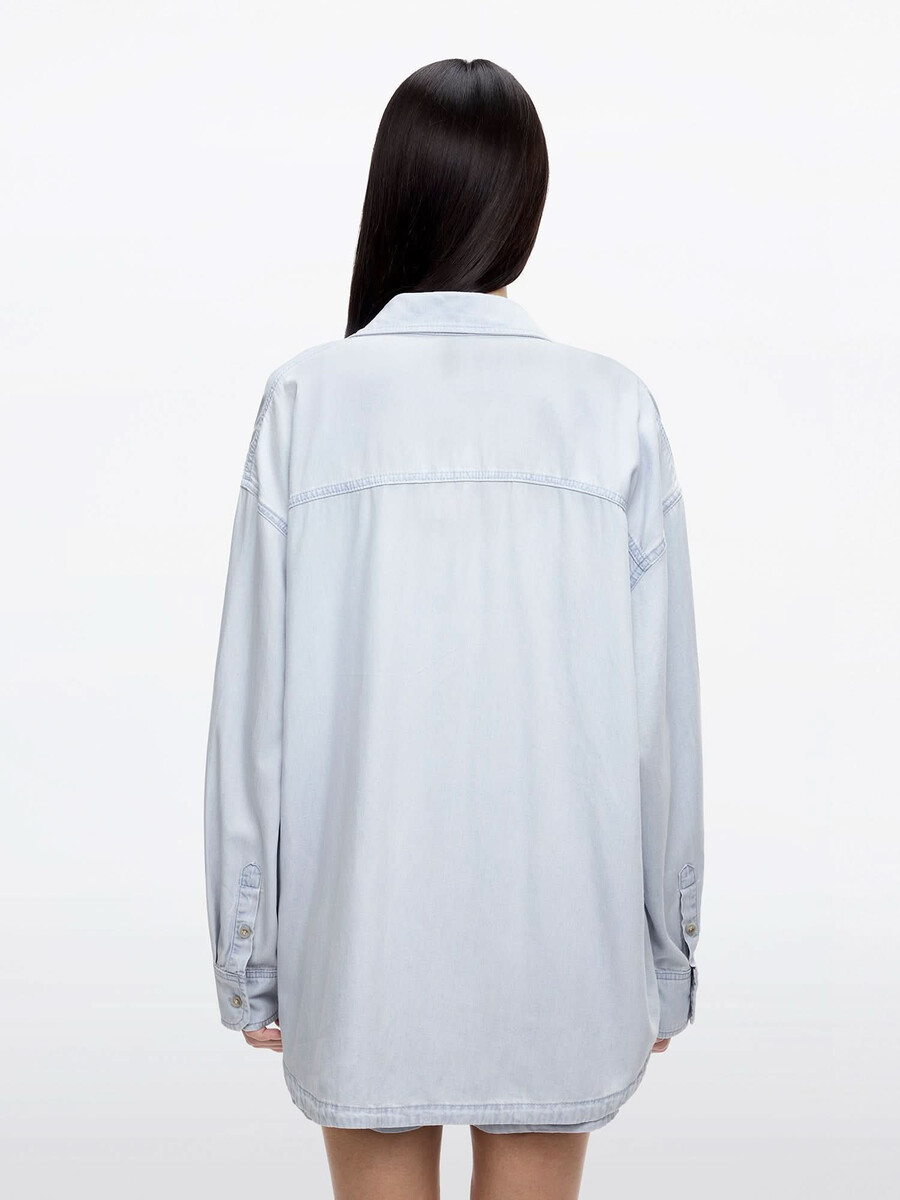 camisa vaquera bordada de un solo pecho