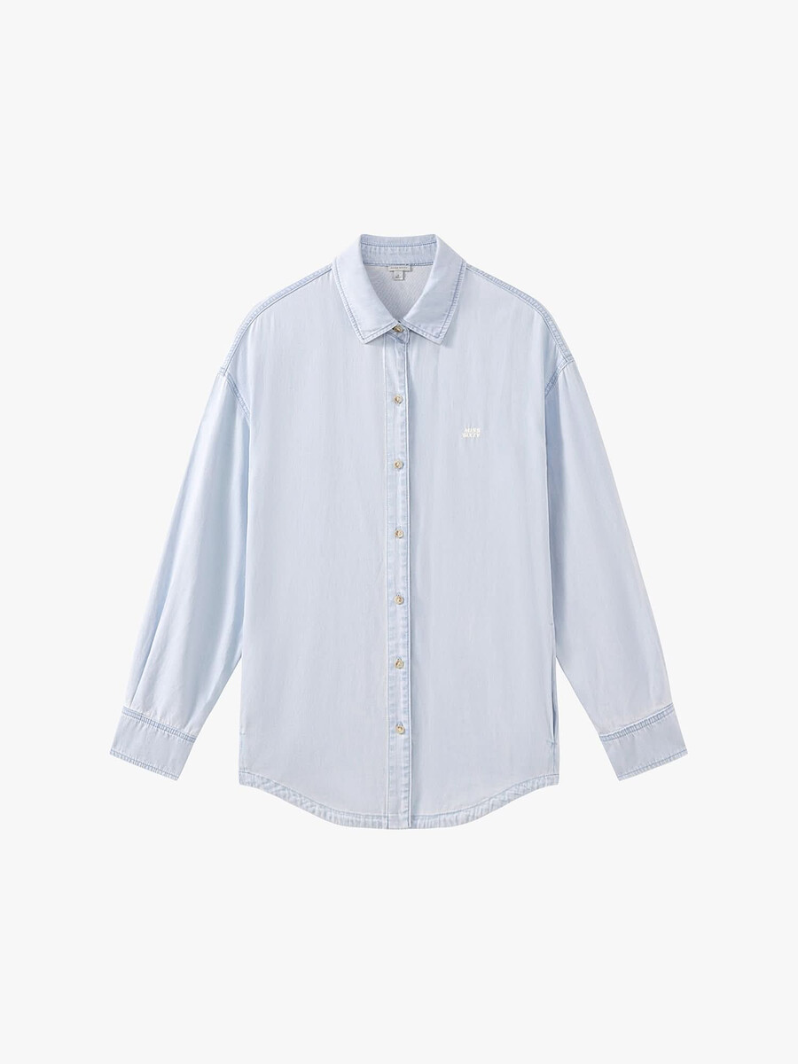 camisa vaquera bordada de un solo pecho