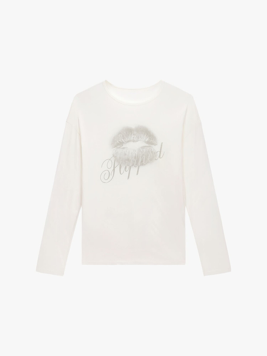 camiseta extragrande con estampado de labios