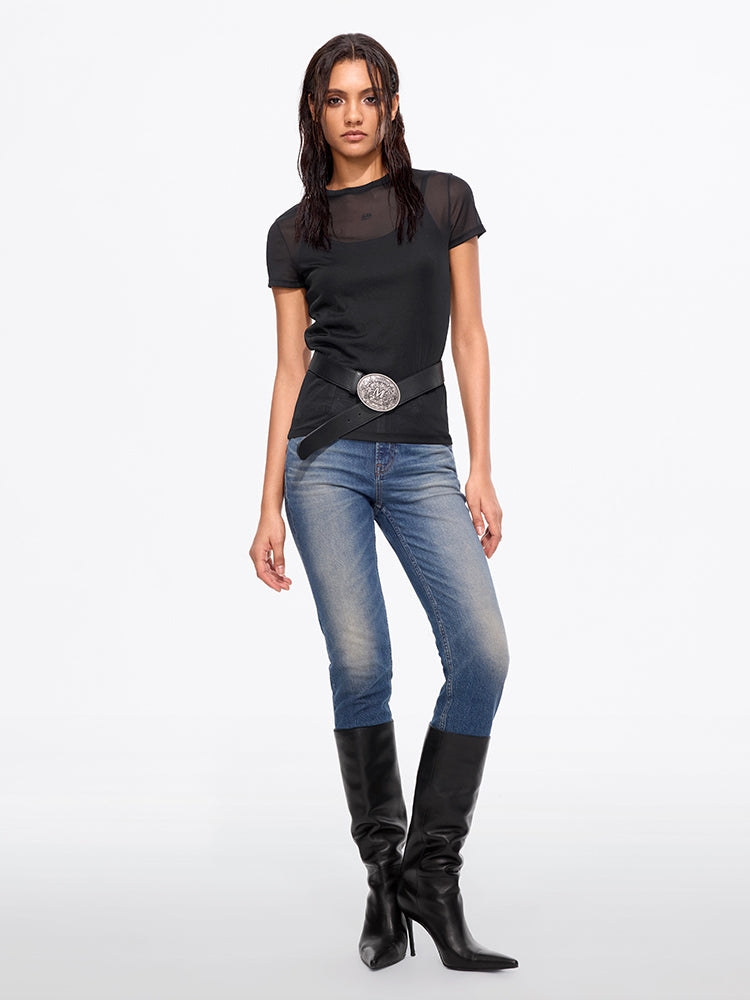 camiseta con estampado de letras