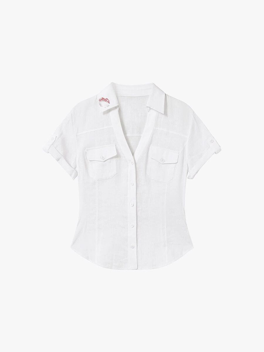camisa de lino de corte entallado