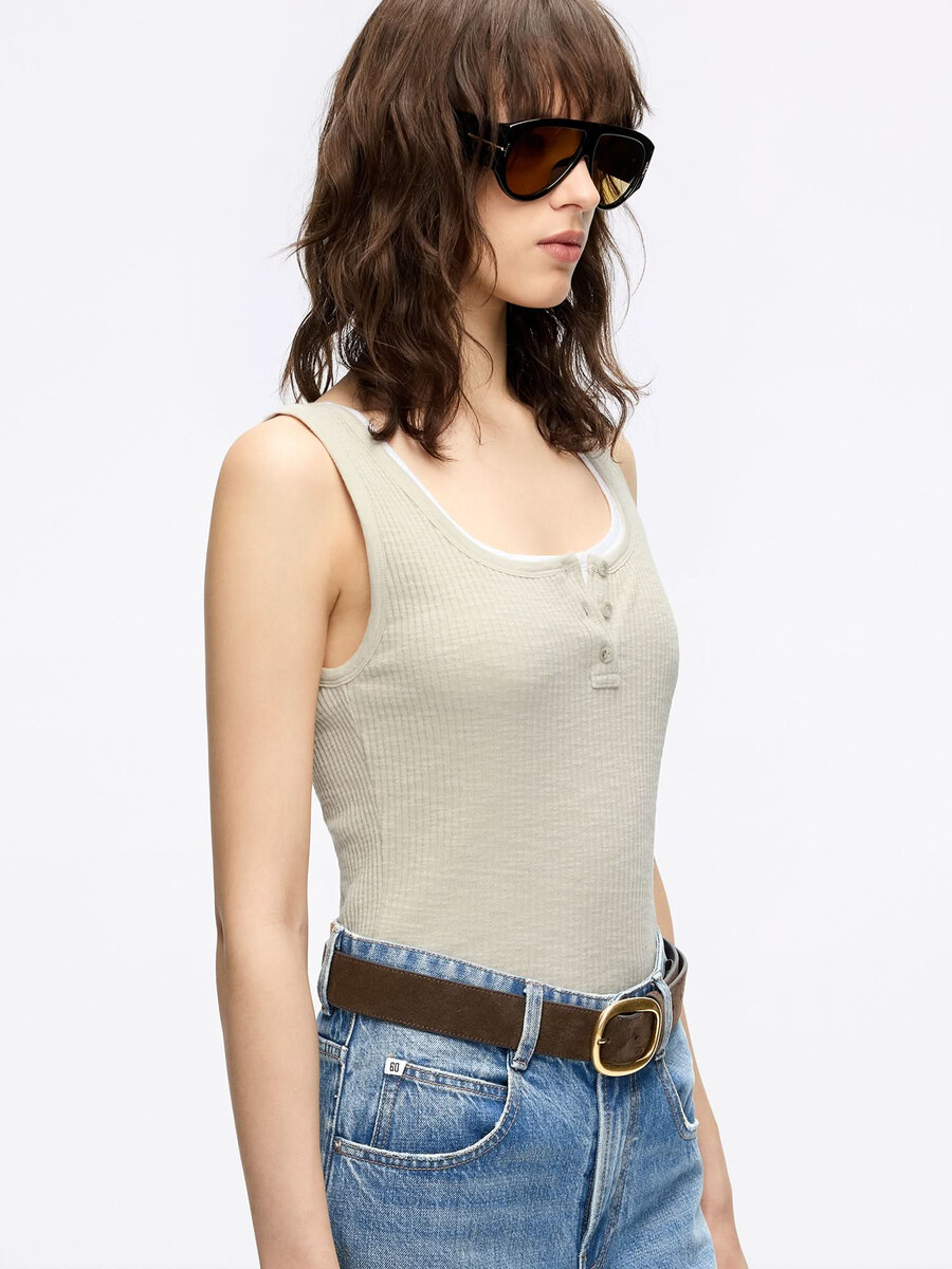 camiseta sin mangas henley