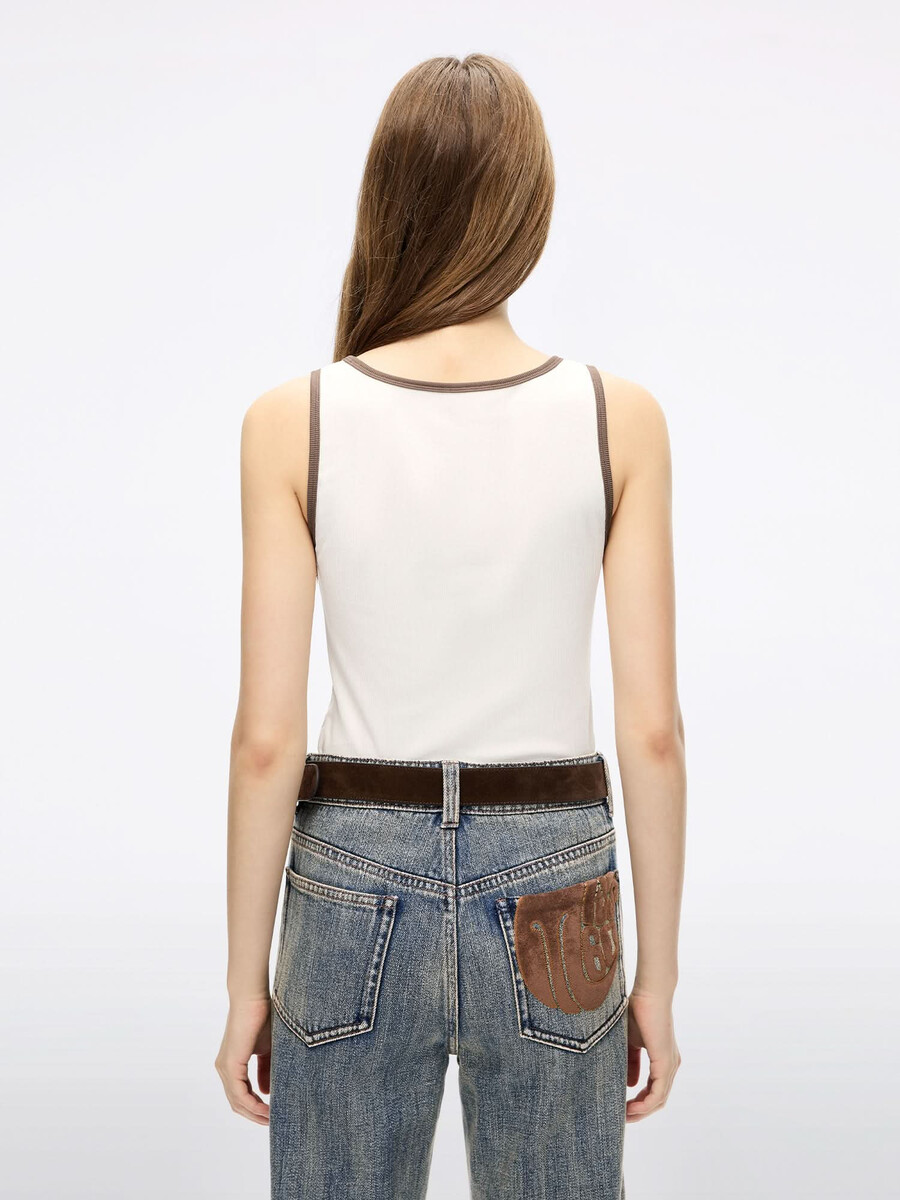 camiseta sin mangas de patchwork