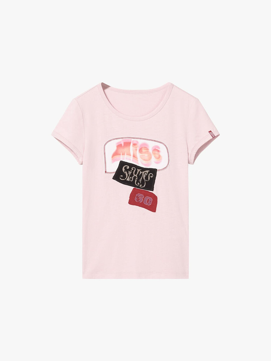 camiseta de patchwork con cuello redondo