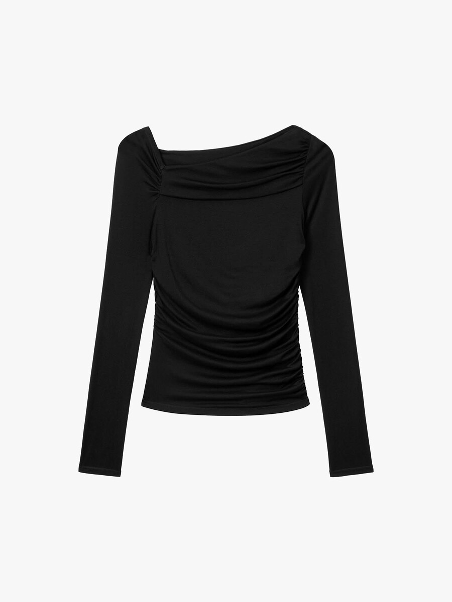 camiseta plisada asimétrica
