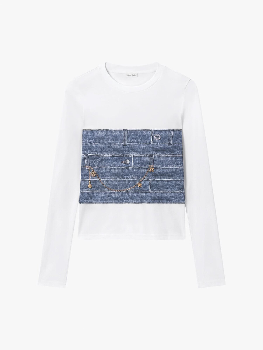 camiseta de manga larga estampada
