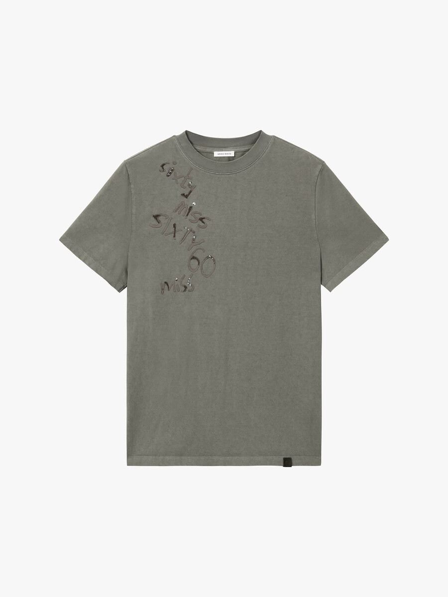 camiseta bordada con diamantes de imitación