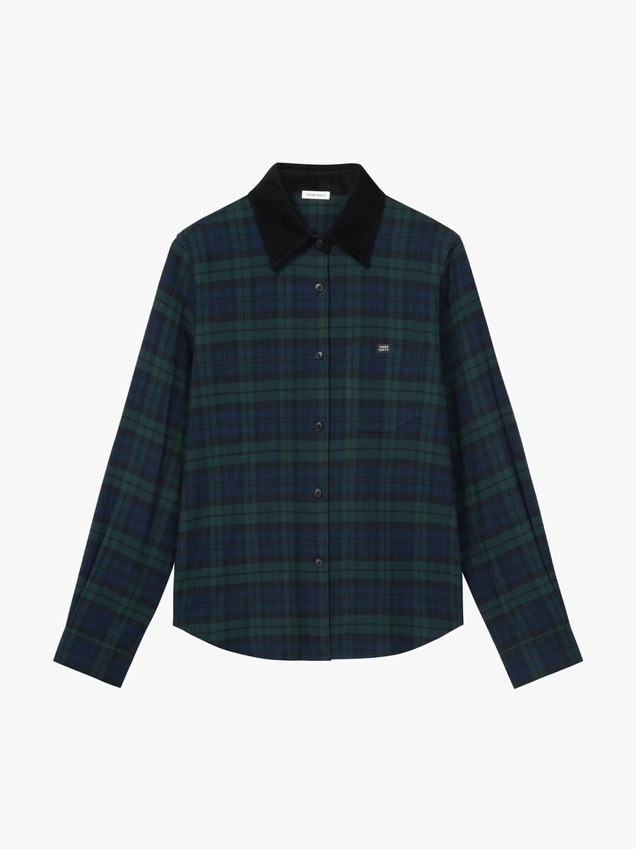 camisa de cuadros con cuello