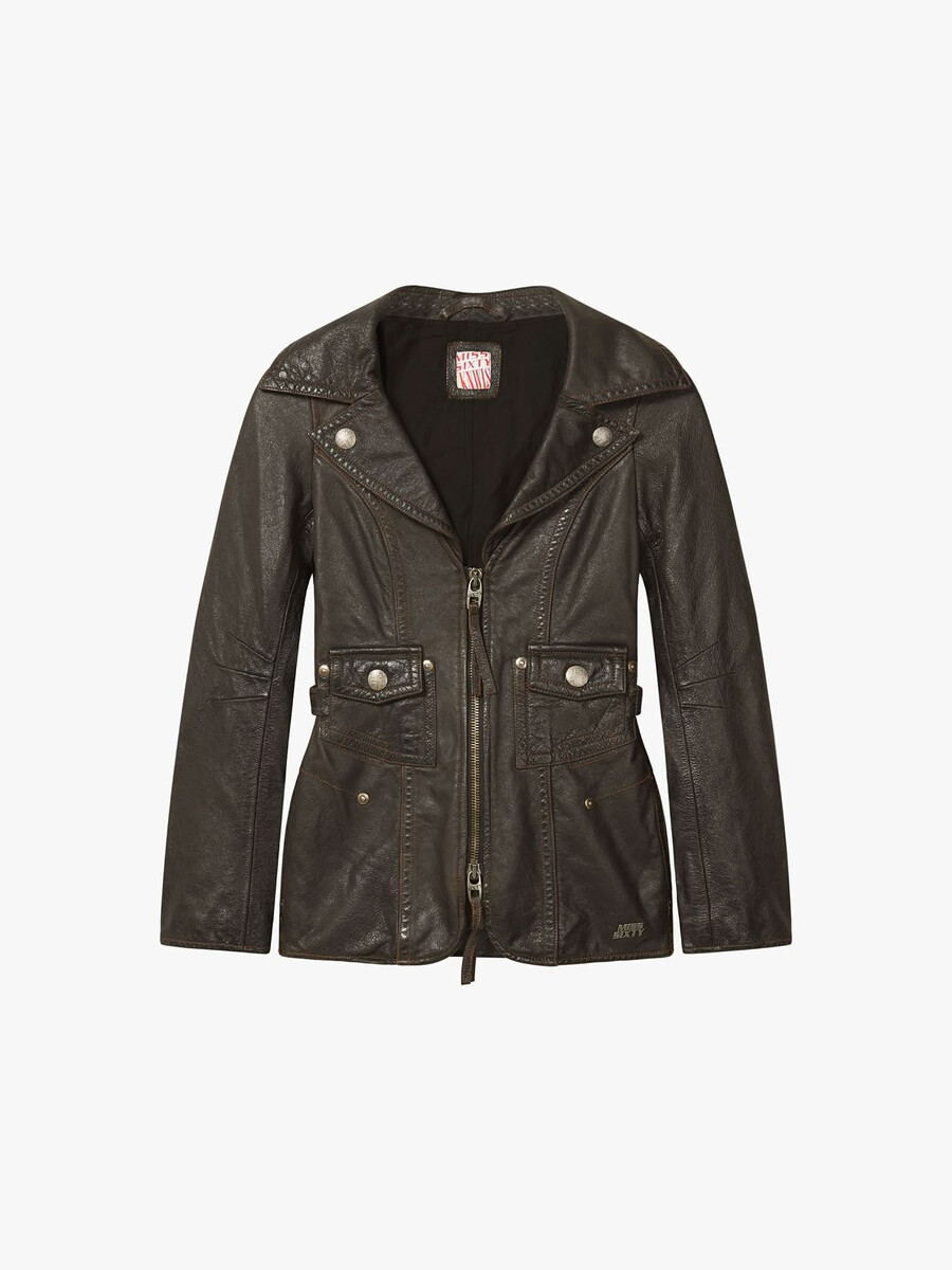 chaqueta de cuero desgastada
