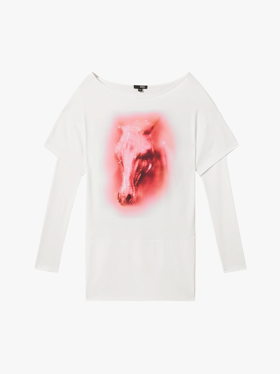 camiseta reversible estampada con cuello redondo